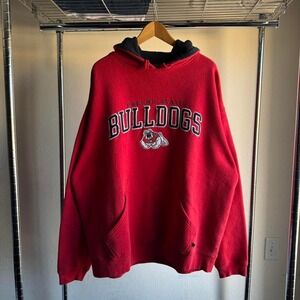 Vintage Y2K Fresno State Bulldogs Embroidered Graphic Red Hoodie Jacket